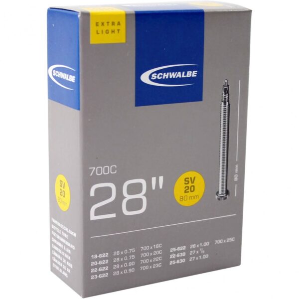 CHAMBRE A AIR VELO 700C (18/25-622) VP 80 MM SCHWALBE EXTRA LIGHT SV20 - Afbeelding 2